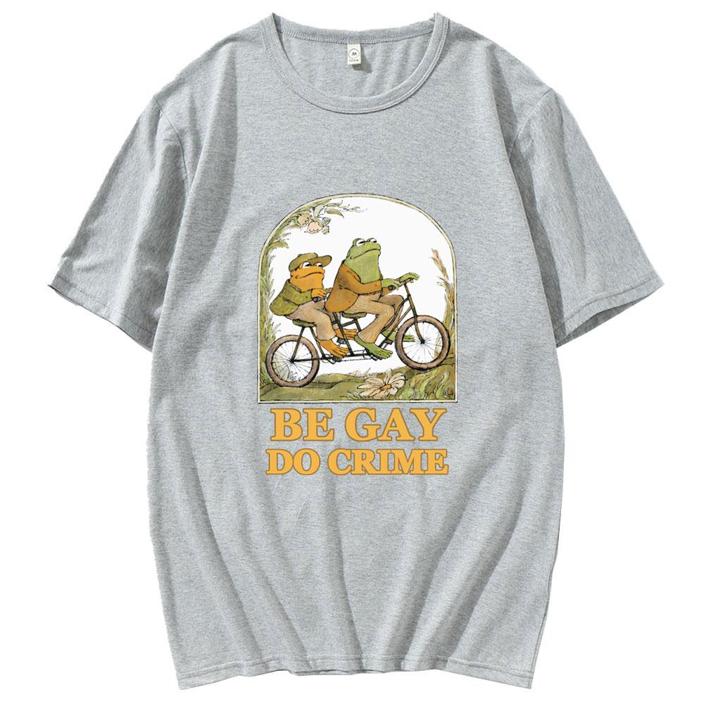Summer Ride Bike Frog TShirt Men Women Harajuku Graphic Cotton Loose Short Sleeve Casual Trendy Streetwear