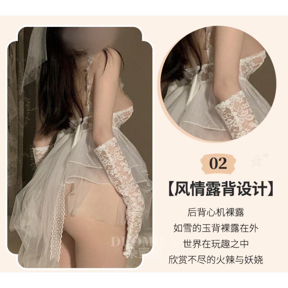 Dolly Pull Bead Chain Embellished Front Strap Bridal Suit Wedding Dress Sexy Underwear Uniform Sexy Pajamas Women F598