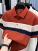 Men's Summer Breathable Cotton Striped Polo Shirt with Lapel - Light Business Casual Short Sleeve T-shirt