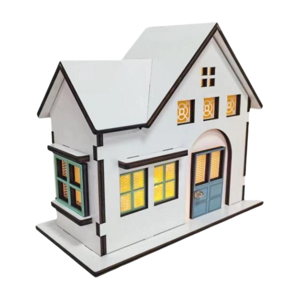 Wooden House Ornament Nightlight Desktop Decoration, Gift Collectible, Decorative Building