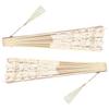2Pcs Chinese Folding Fans Vintage Lace Handheld Fan Lightweight Portable Elegant Tassel Wedding Party Dance Performance