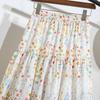 DIMANAF 2025 New Summer Spring Women New Skirts Flower Loose Elastic Waist Pleated Elegant Long Skirts