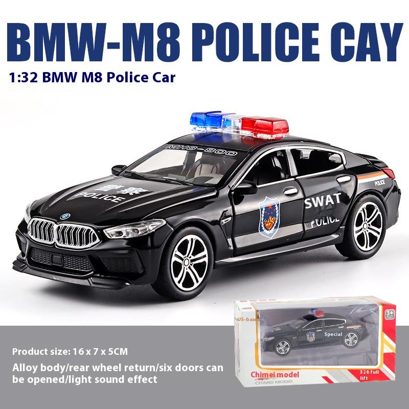 1:32 BMW M8 Police Alloy Car Diecast Model Children Vehicle Model Toy Display Collection Ornament Decoration Gift For Childrens
