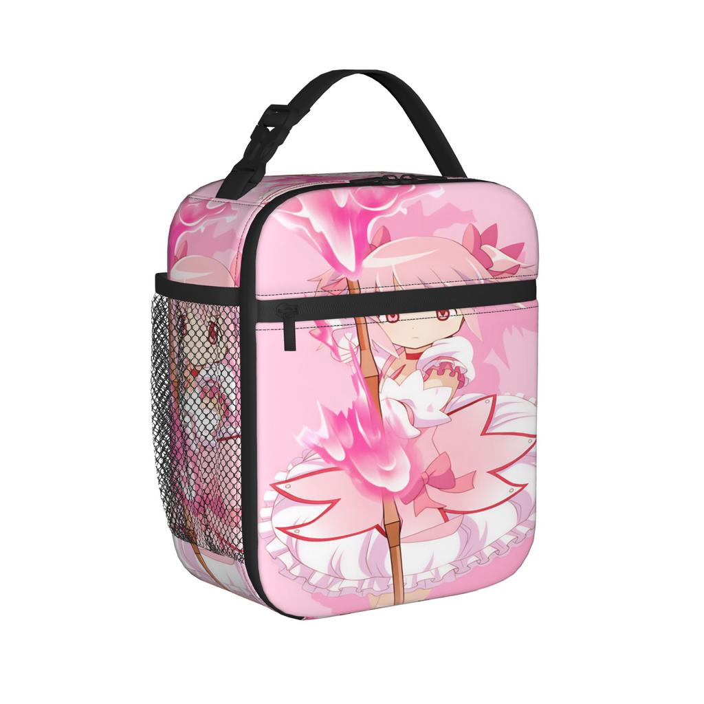 Anime Puella Magi Madoka Magica Lunch Bag Casual Lunch Box For Girls Picnic Portable Zipper Cooler Bag Oxford Tote Food Bags