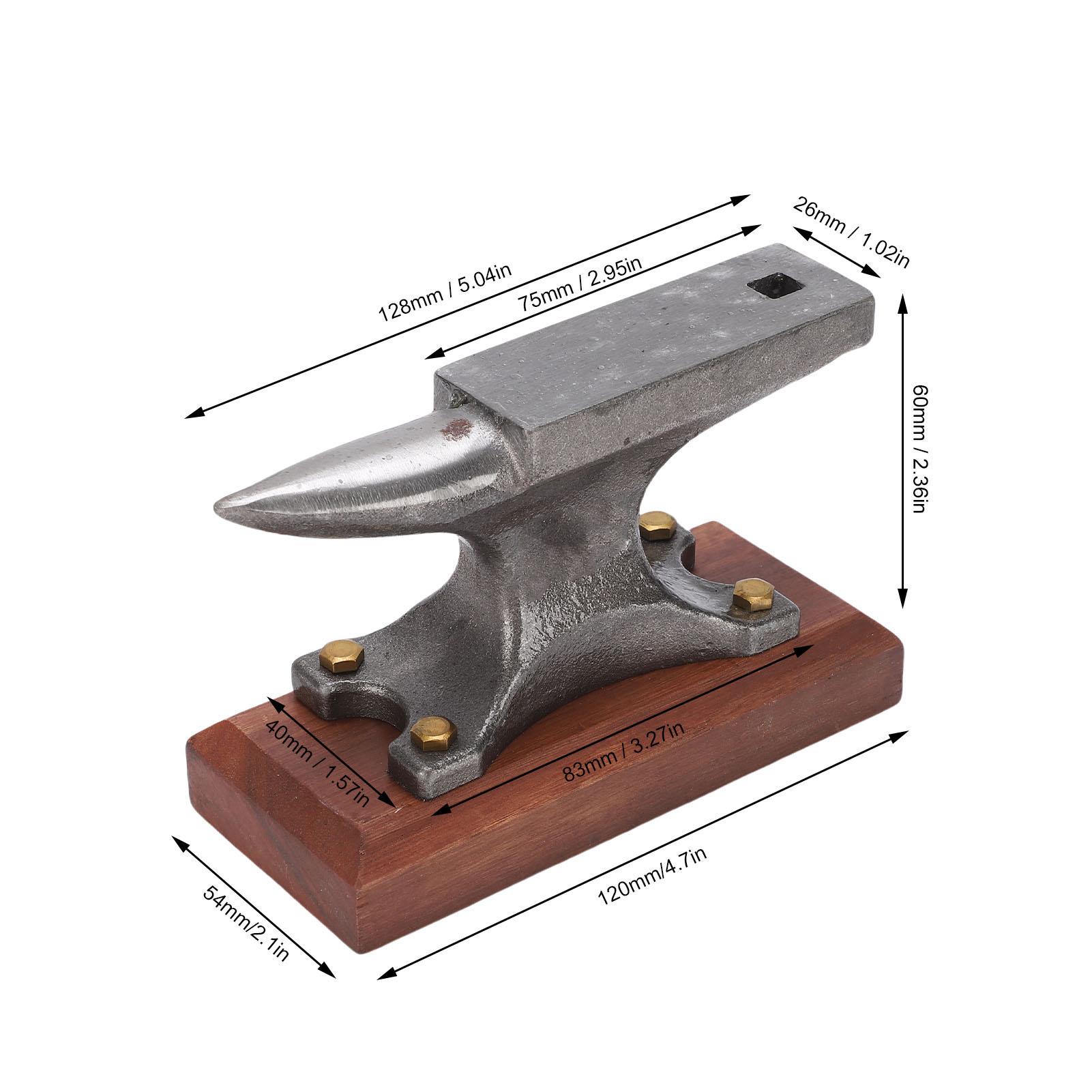 Mini Horn Anvil Wooden Base Cast Steel Anvil for Jewelry Making Metal Forging Pounding Single Horn Anvil