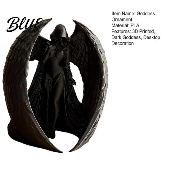 PLA Women Sculpture Winged Statue Dark Figurine Goddess 3D Printed Vintage Gothic Desktop Decoration for Home Office Living Room