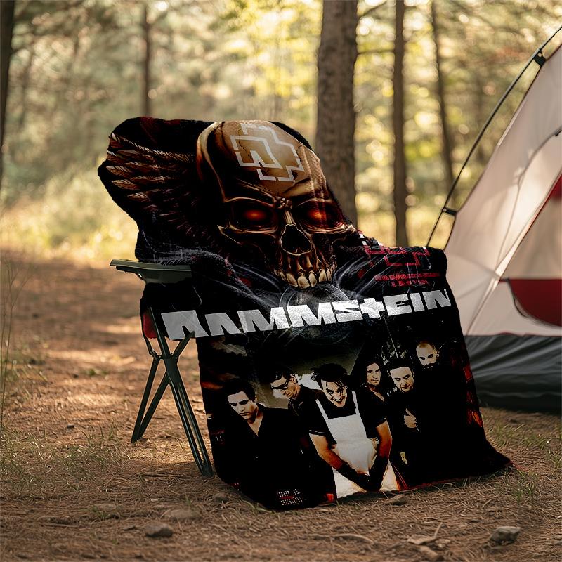 1pc Rammstein1 Theme Blanket - Digital Print, Polyester, Cozy for All Seasons, Perfect for Outdoor, Camping, and Travel