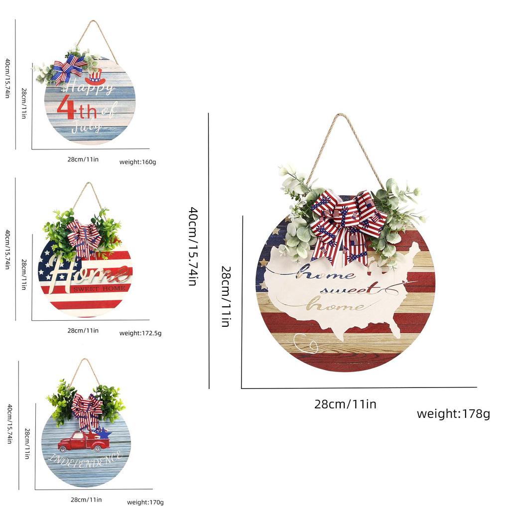 Unique Wooden Door Hanger Decor For Independence Day With Festive American Flag Design