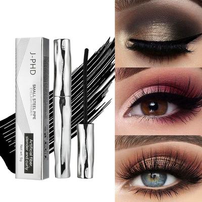 Wimpernprimer Mini Stahltube Mascara Natürliches Schwarz 5D Seidenfaser Wimpernprimer Nicht verschmierend Lang anhaltend Wimpern Lang anhaltend