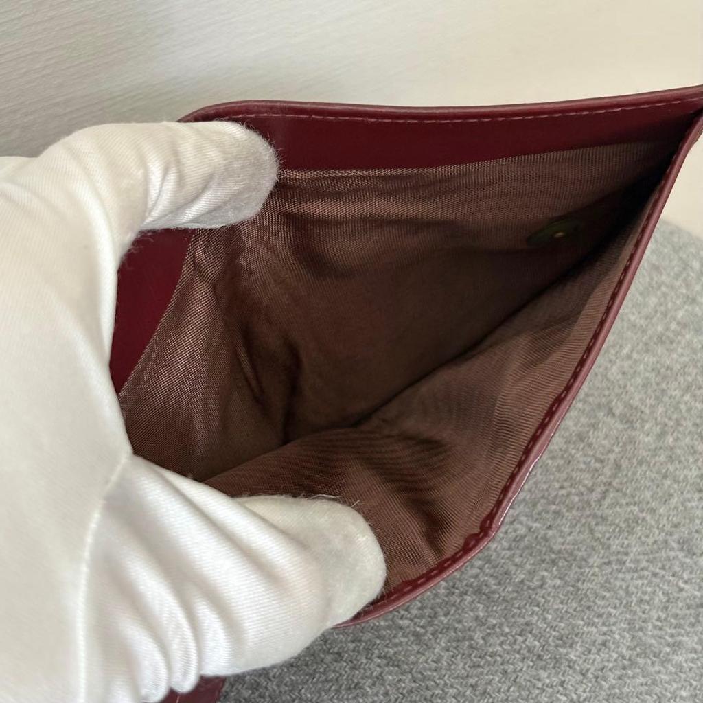 Used 【Beautiful Condition】Celine Macadam Suede x Leather Coin Purse Bi-fold Wallet Bordeaux-like cw497