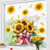 Static Cling Sunflower Basket Stickers for Balcony Bedroom Living Room Home Decor