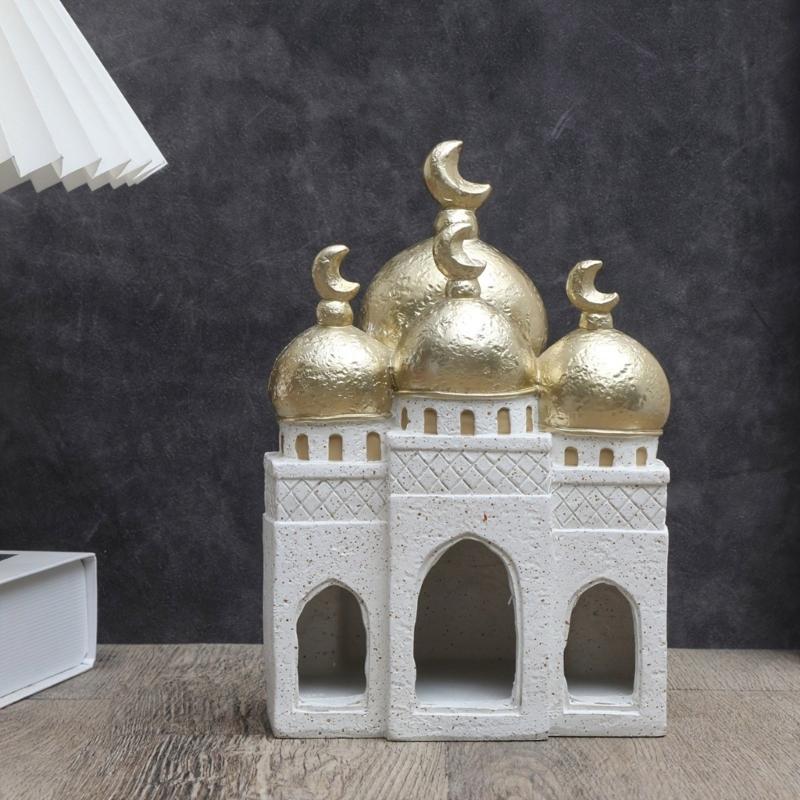 Unique Hollow Cast Resin Palaces Mosque Sculpture Traditional Arabesques Design Household Decoration Gift for Collectors