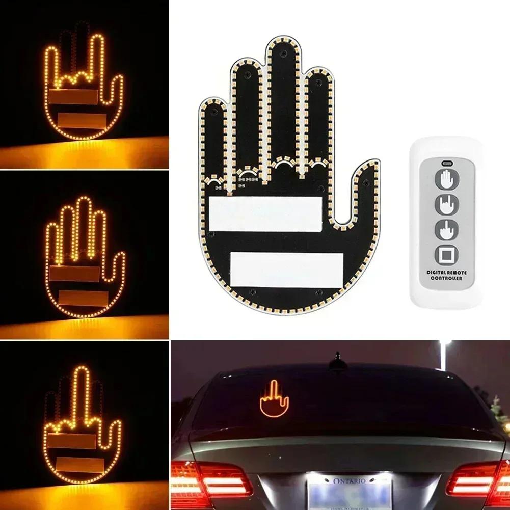 1 set bilfingerljus med fjärrkontroll Cool rolig bilinteriörlampa Finger Up LED långfingerhandlampa Biltillbehör