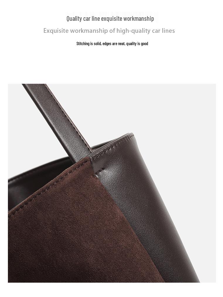 2024 High-End Matte Leather Women's Tote: Autumn/Winter Large Capacity Bucket Bag, Perfect for Versatile Commuting.