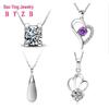 Korean Fashion Imitation Silver Zircon Pendant Necklace for Women