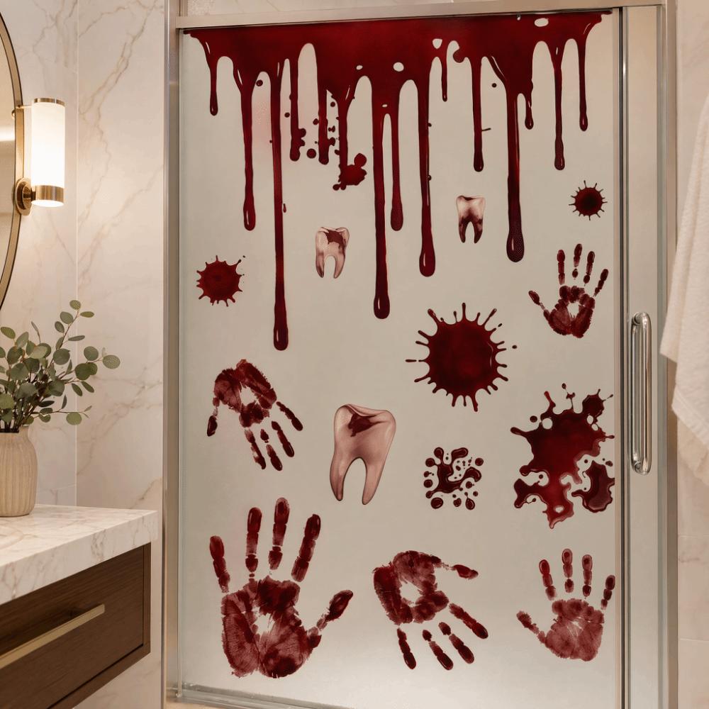 DIY Bloodstained Handprint Window Sticker Spooky Party Door Stickers  Window Decoration