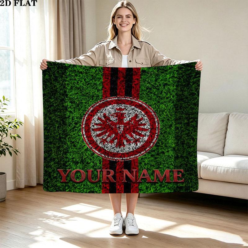 1PC Eintracht Frankfurt Custom Name Patterned Flannel Blanket Suitable For All Seasons for Home Decor Warmth and Comfort Gifts Holiday Present
