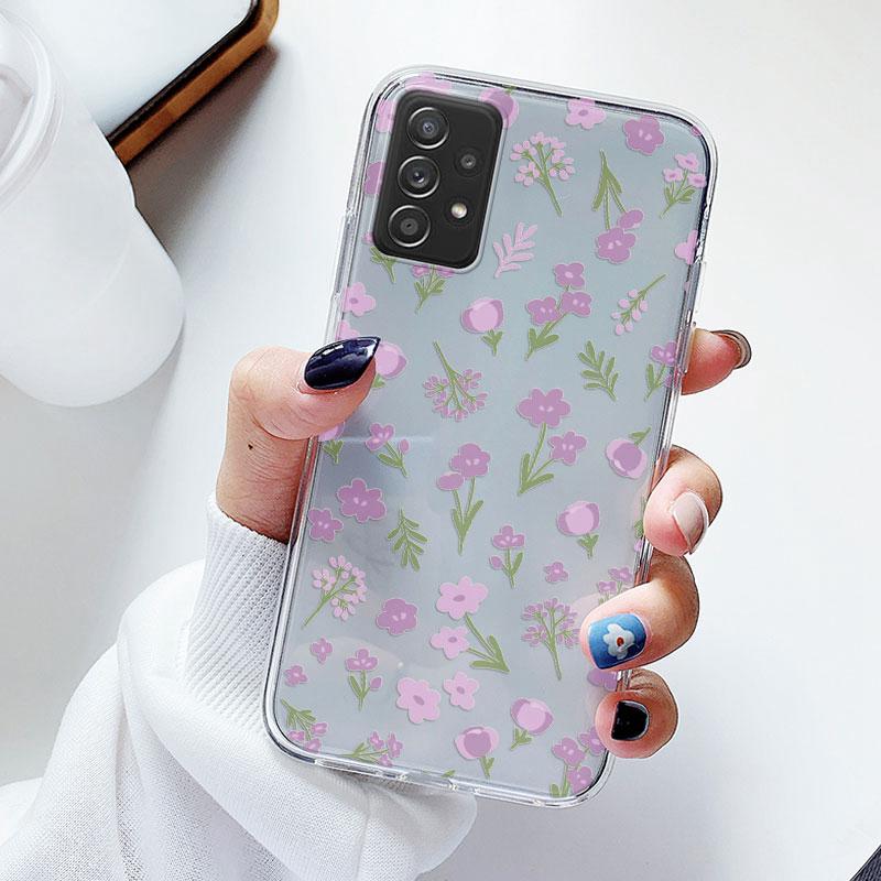 Phone Case For Samsung A52s A52 Floral Silicon Cover For Samsung Galaxy A52 Fundas Coque Transparent Soft Capas Flower TPU