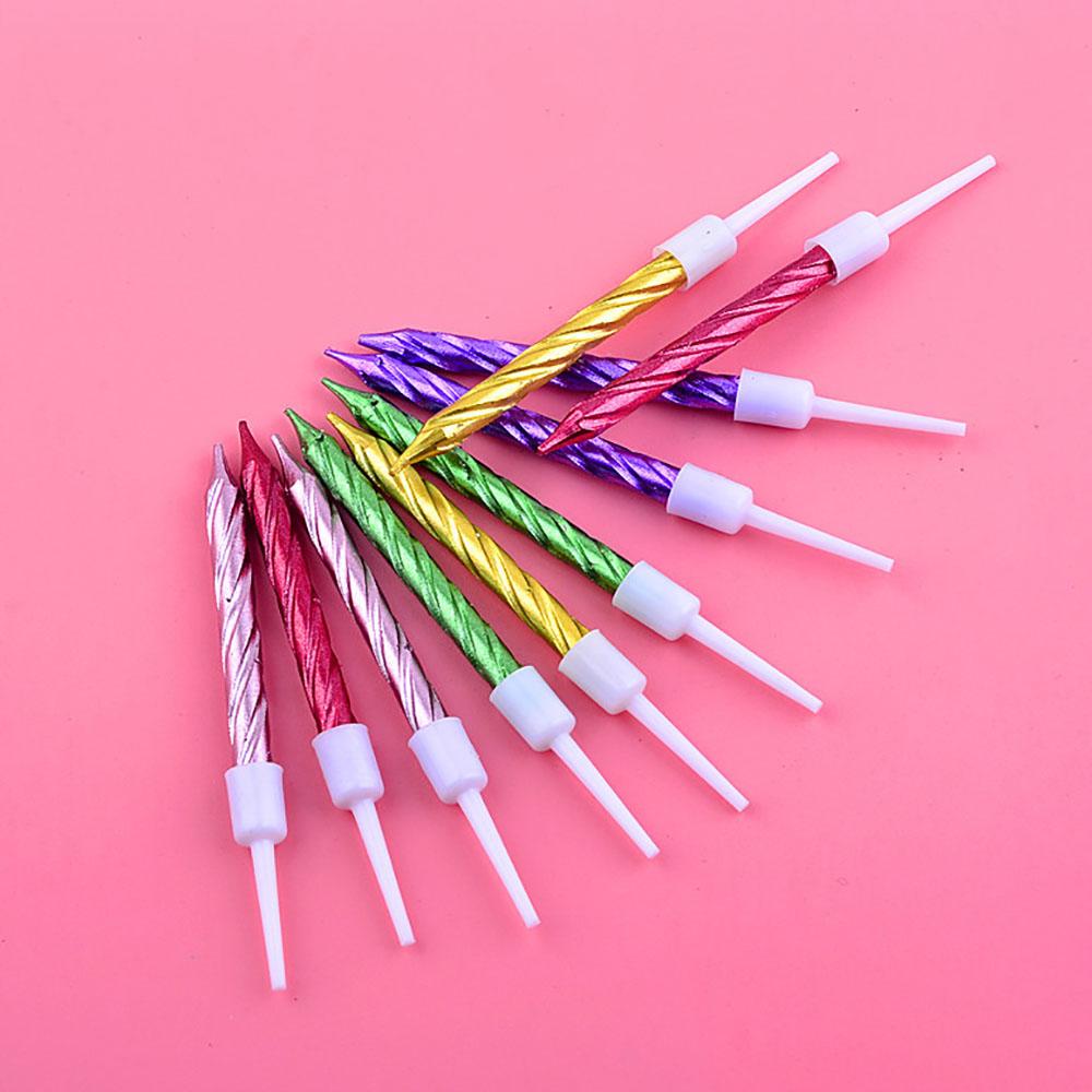 6 Box/Pack Colorful Screw Thread Birthday Candle With Gilded Food Grade Spiral Candle For Cake Baking Birthday Party Decoration Supplies
