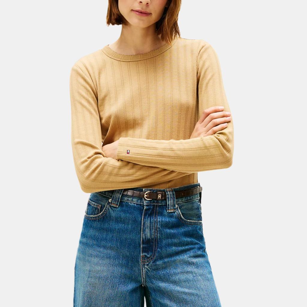 Tommy Hilfiger Slim Fit Comfortable Casual Round Neck Long Sleeve T-Shirt Women tops XW05950-RBL