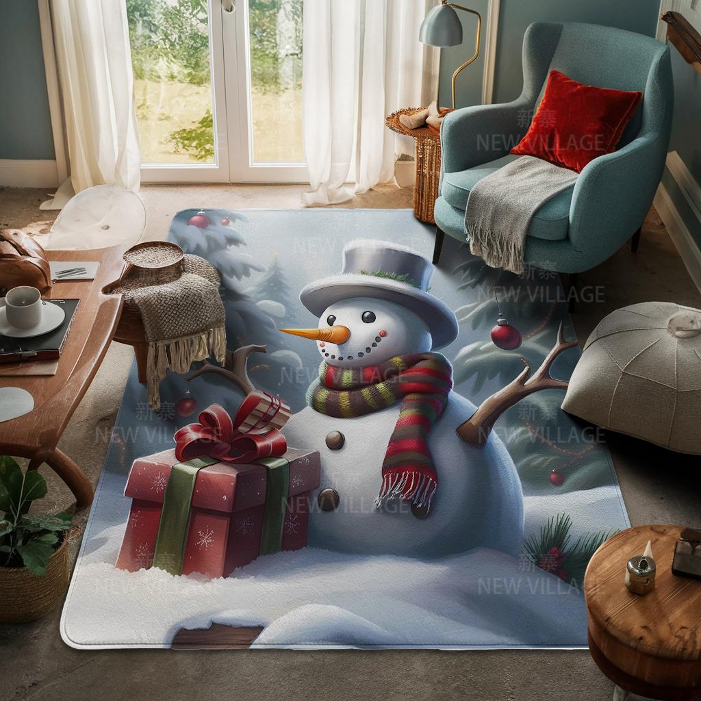 House Entrance Carpet Home Door Mat Living Room Bath Foot Bathroom Non-slip Water Absorption Rugs Bath Merry Christmas Winter