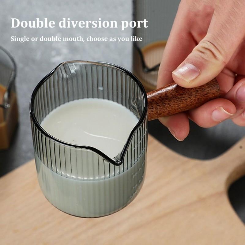 120Ml Espresso Shot Glass Wood Handle Single Double Mouth Coffee Measuring Cup Dual Scale Mug