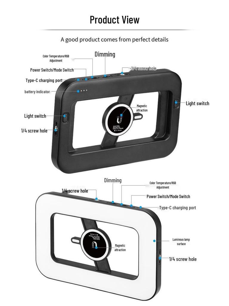 8VLOGLITE WS4RGB Handheld Magnetisches Outdoor Foto- & Videolicht