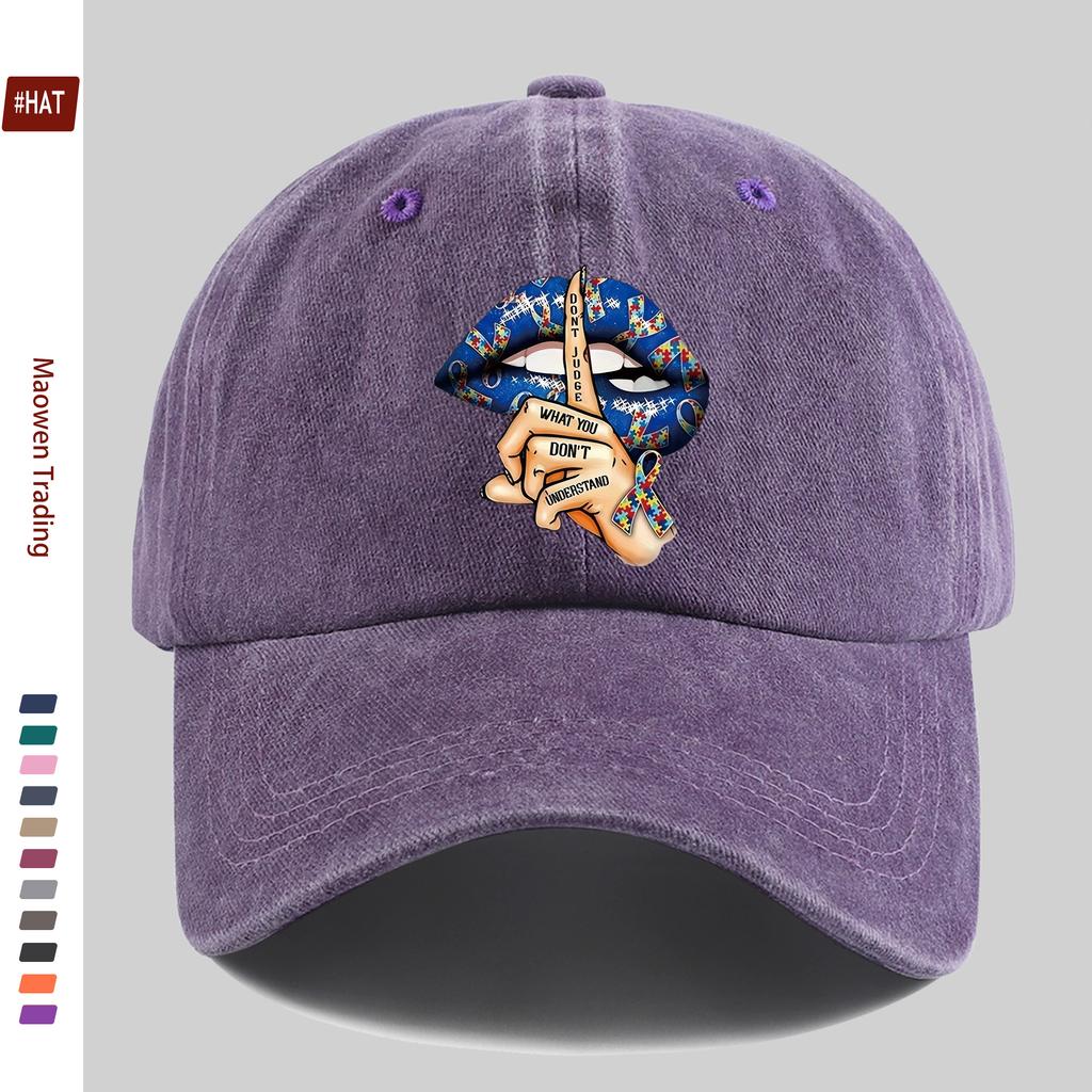 Pc DonT Judge Creative Blue Lipstick Print Baseball Cap Spring Summer Suitable Sun Hat Comfortable Lightweight Adjustable S