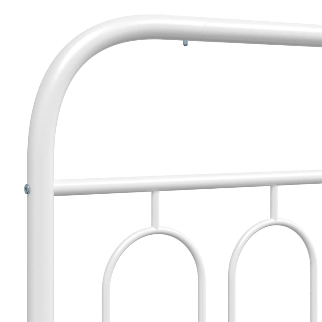 Metal Bed Frame with Headboard White 183 x 213 cm