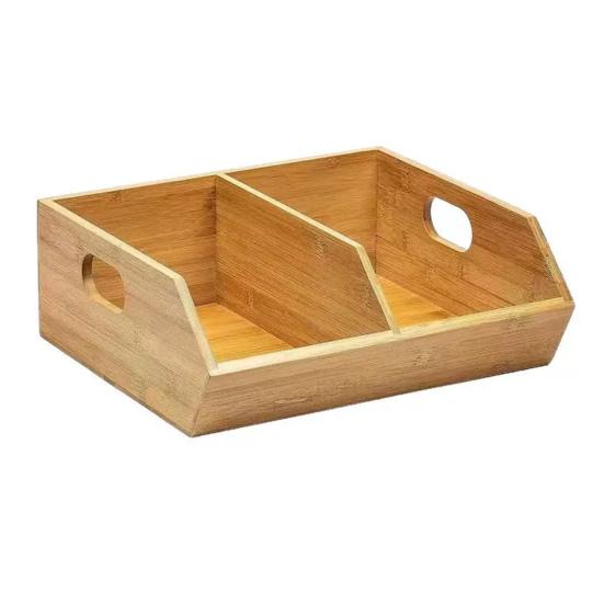 Yousheng Kitchen Bamboo Storage Bin Potato And Onion Storage Box with Handles Stackable Kitchen Organizer for Countertop Pantry Fruit Vegetable Snacks