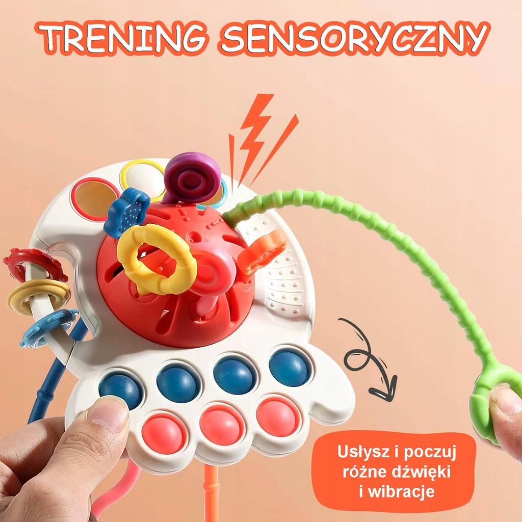Zabawka Sensoryczna Gryzak Dla Niemowląt Antystresowa Pop It Montessori 4W1