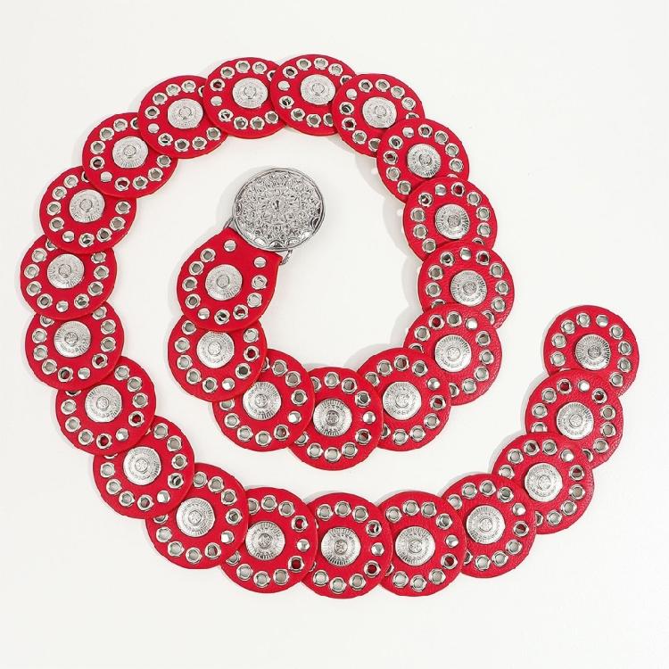 Discs Grommet Belt Punk Waist Belt Unique Buckle for Jeans Dress Unsiex