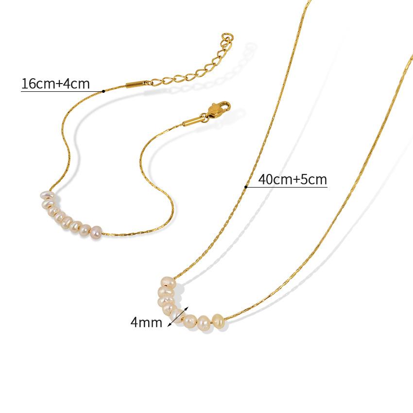 

Small Fresh Design Korean Temperament Pearl Collarbone Chain Necklace Bracelet 18K