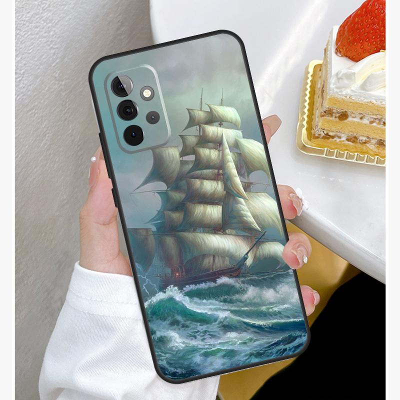 Yacht Sailing Boat Sunset Case For Samsung Galaxy A55 A35 A15 A14 A34 A54 A73 A53 A33 A23 A13 A12 A32 A52 A51 Cover