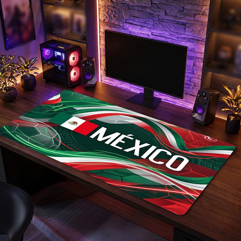Mexico footbal Crest Mouse Pad, Extended Non Slip Rubber Desk Mat for Gaming Office Laptop Fan Gift