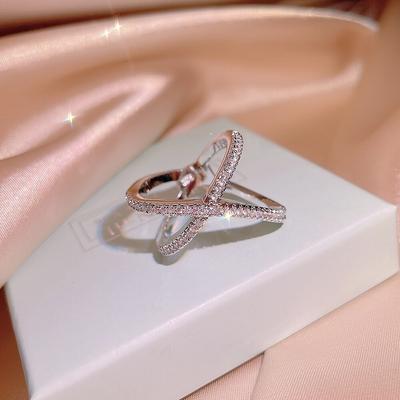 Delicate 925 Silver Cross Rings Dazzling Zircon Stone Inlay Fine Jewelry Unique Engagement Wedding Bridal Finger Ring for Women