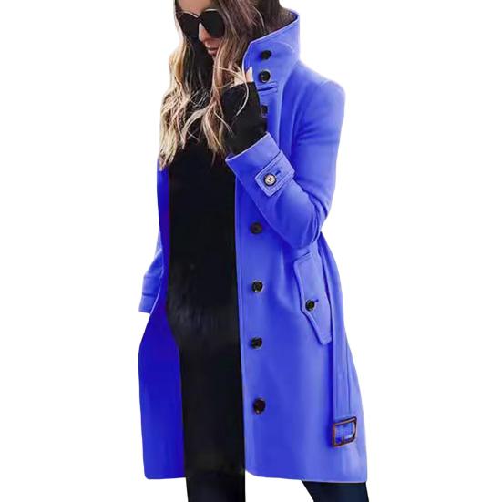 Cappotto invernale in lana taglie forti collo alto monopetto con cintura maniche lunghe giacca spessa di colore puro per appuntamenti shopping soprabito da esterno
