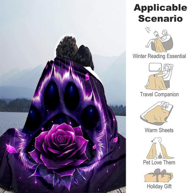 1pc Cat's Paw Flowers Design Blanket  Cartoon for Home Decor, Gift Idea, Living Room, Travel, Camping, Car Blankets