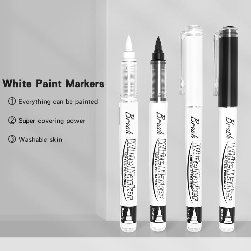 10Pcs/set Straight liquid White Marker Paint Pens Brush Acrylic White Permanent Marker for Drawing Rock Painting Stone Ceramic