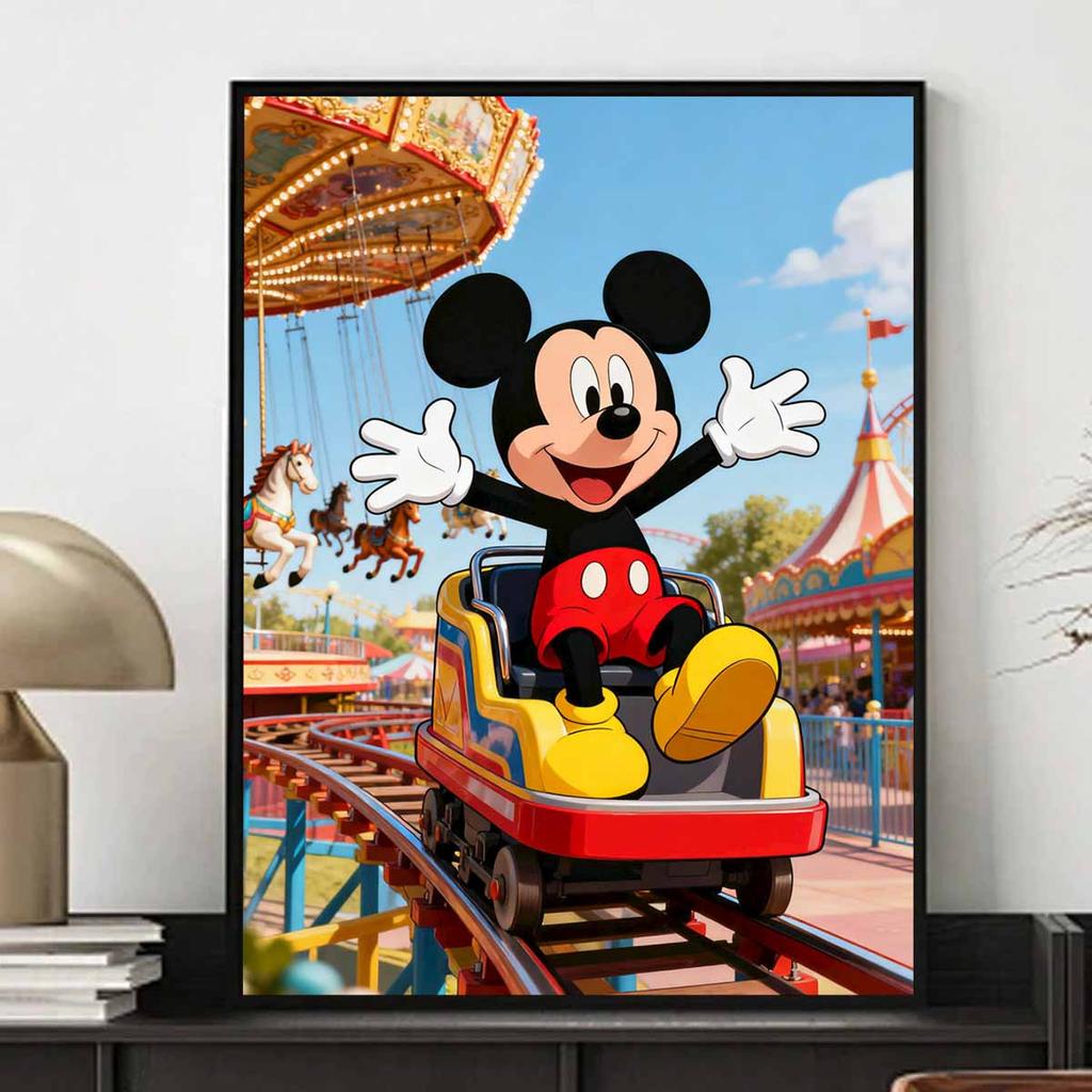 Disney Diamond Art Painting Kit Mickey Roller Coaster 5D Diamond Painting Dot Art Home Wall Decor