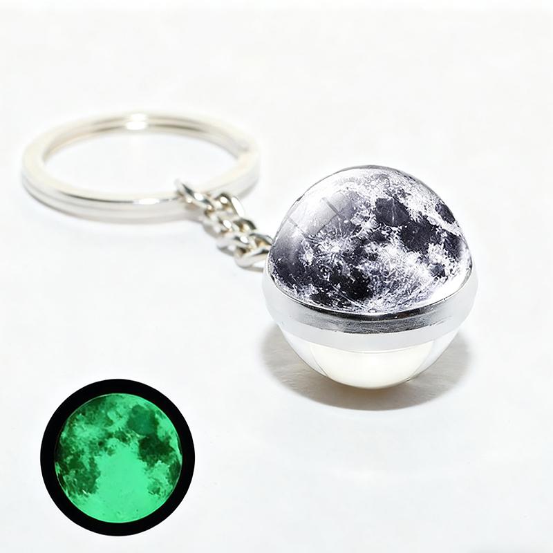 1PC Round Luminous Pendant with Ring Graduation Gift Planetary Earth Keychain Car Glow-in-the-Dark Durable Dual-Sided Cute