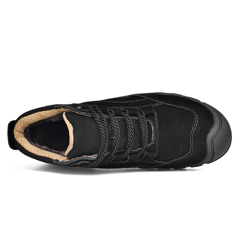 

2025 уличная повседневная обувь осень и зима теплая бархатная водонепроницаемая нескользящая хлопковая обувь из Северо-Востока натуральная кожа высокий верх кожаная обувь мужская 38