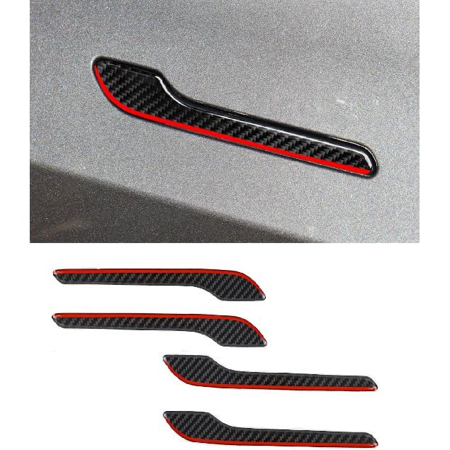 Carbon Fiber Door Handle Cover, Door Handle Protective Cover Decoration Compatible with Tesla Model Y/3 accessories (2017-2025) Highland & Juniper