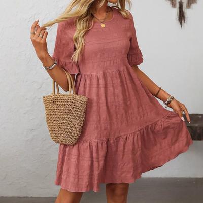 Spring and Summer Women's Loose Casual Short Sleeve Fluttering Dresses