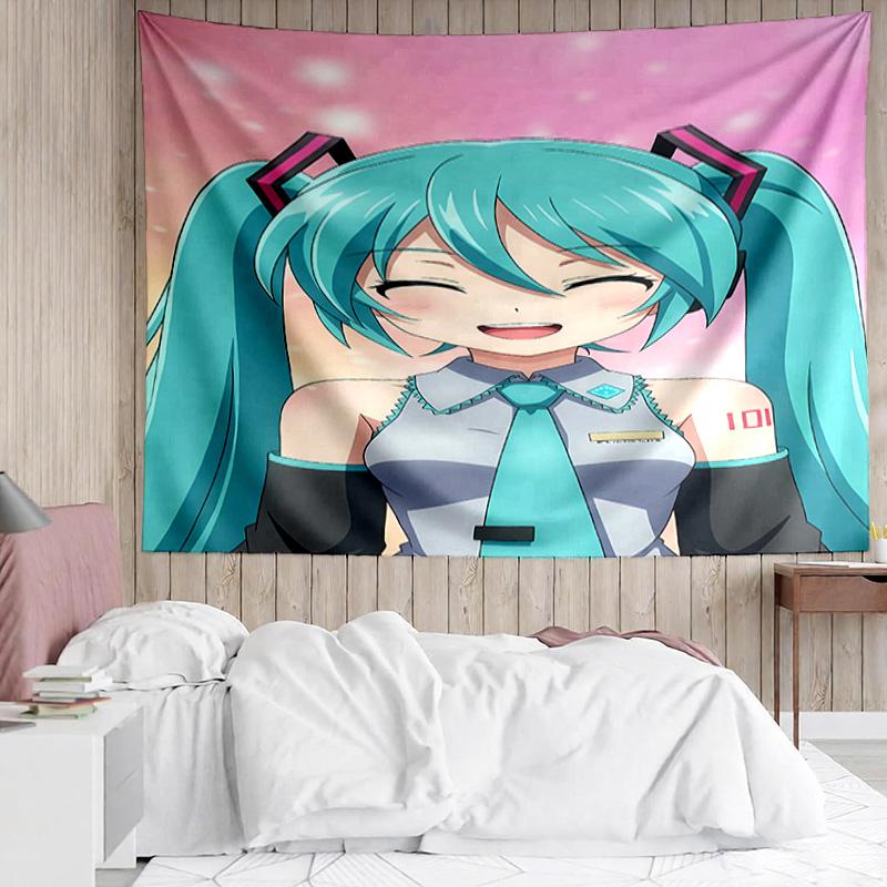 Hatsune Miku Tapestry for Bedroom Aesthetic Classroom Tapestries Wall Hanging for Living Room Dorm Office,Ideal Creative Gift