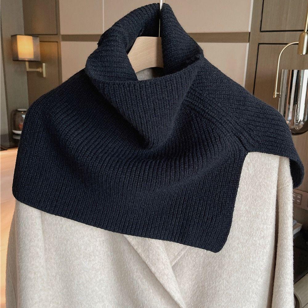 Scarf Accessories High Collar Knitted Shawl Female Wool Scarf Knitted Cape Solid Color Wraps