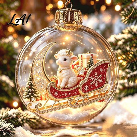 Festive Party Decorations Glowing Christmas Story Ornament Light‑Up Mini Holiday Scene Hanging Ball with Warm Tree Ornaments LED Light Clear