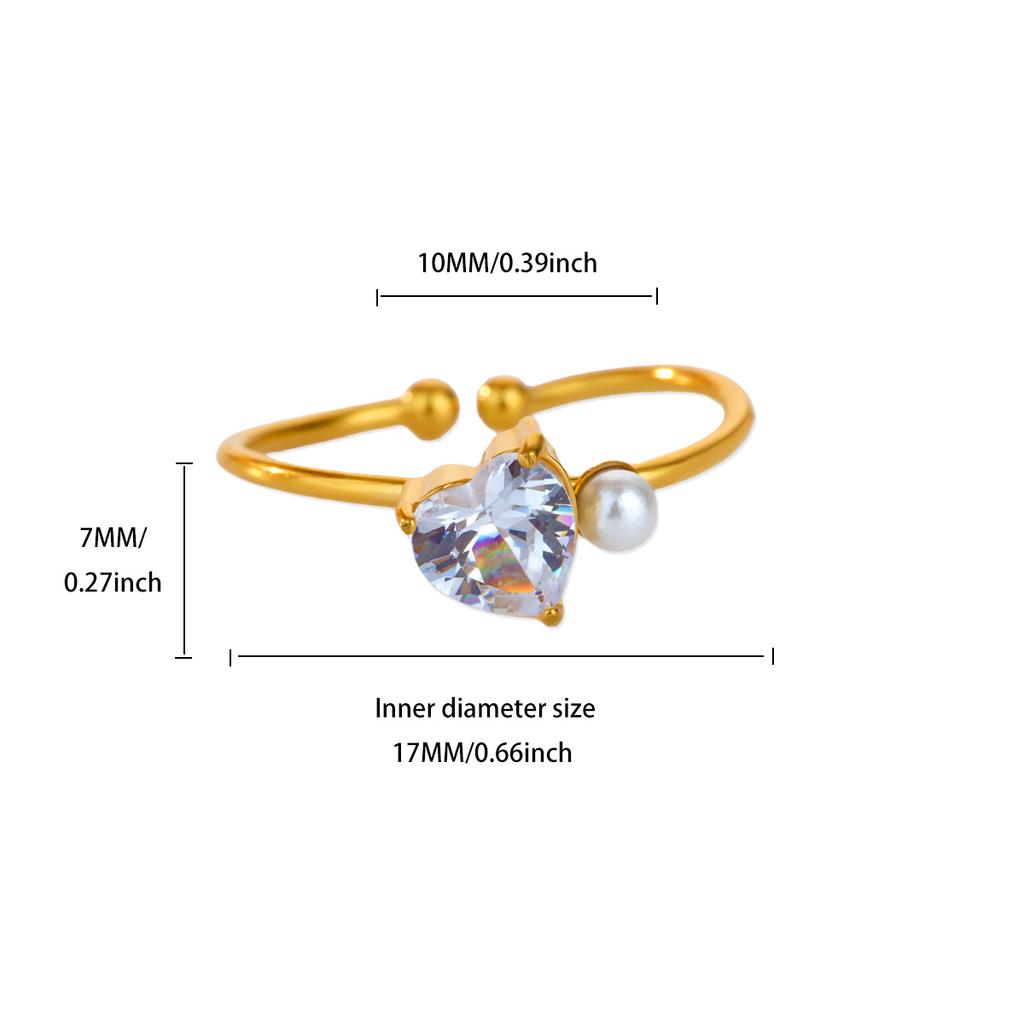 Dainty Horseshoe Buckle Stainless Steel Rings 18K Gold-plated Open Rings Women Golden Wedding Zircon Vacation Accessories Gifts