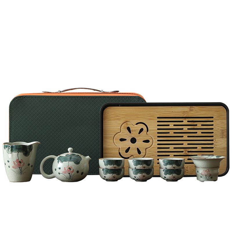 Ge Kiln Hand-Painted Kung Fu Tea Set, Household High-End Ceramic Teapot, Teacup Cover Bowl, Gift For Elders