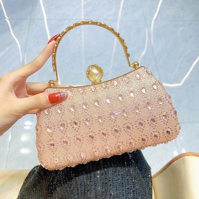 Borsa a tracolla monospalla di qualità mondana, borsa da pranzo a mano, piccola borsa con tracolla tempestata di diamanti, da banchetto